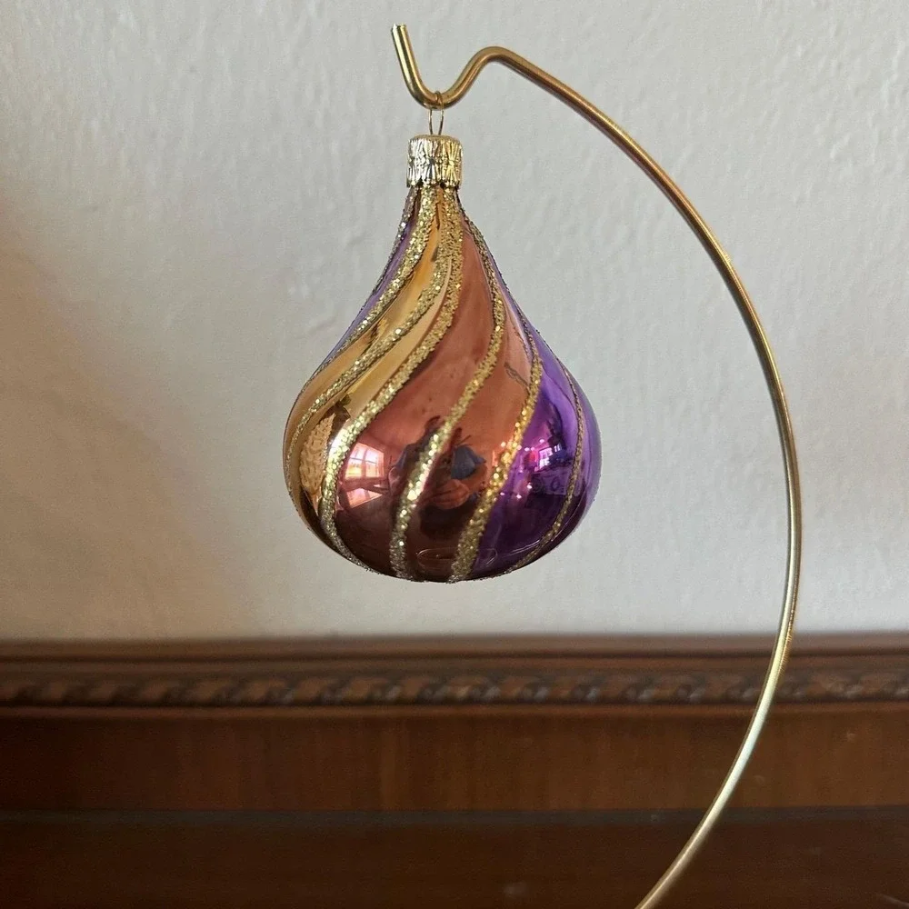 Vintage‎ Czech Multi Color Swirl Drop Oval Glass Christmas Ornament